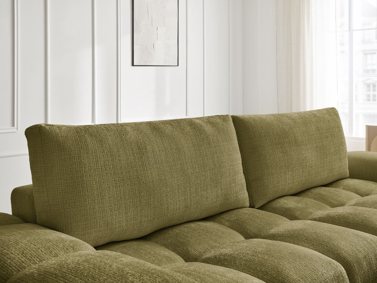 Bobochic Anakin Schlafsofa 3-Sitzer mit Bettkasten, 2 Kissen Strukturstoff Grün