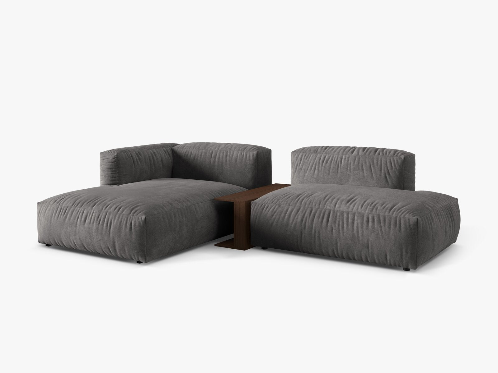 Micadoni Ecksofa Martina 2-Sitzer mit Couchtisch Links Samt Grau