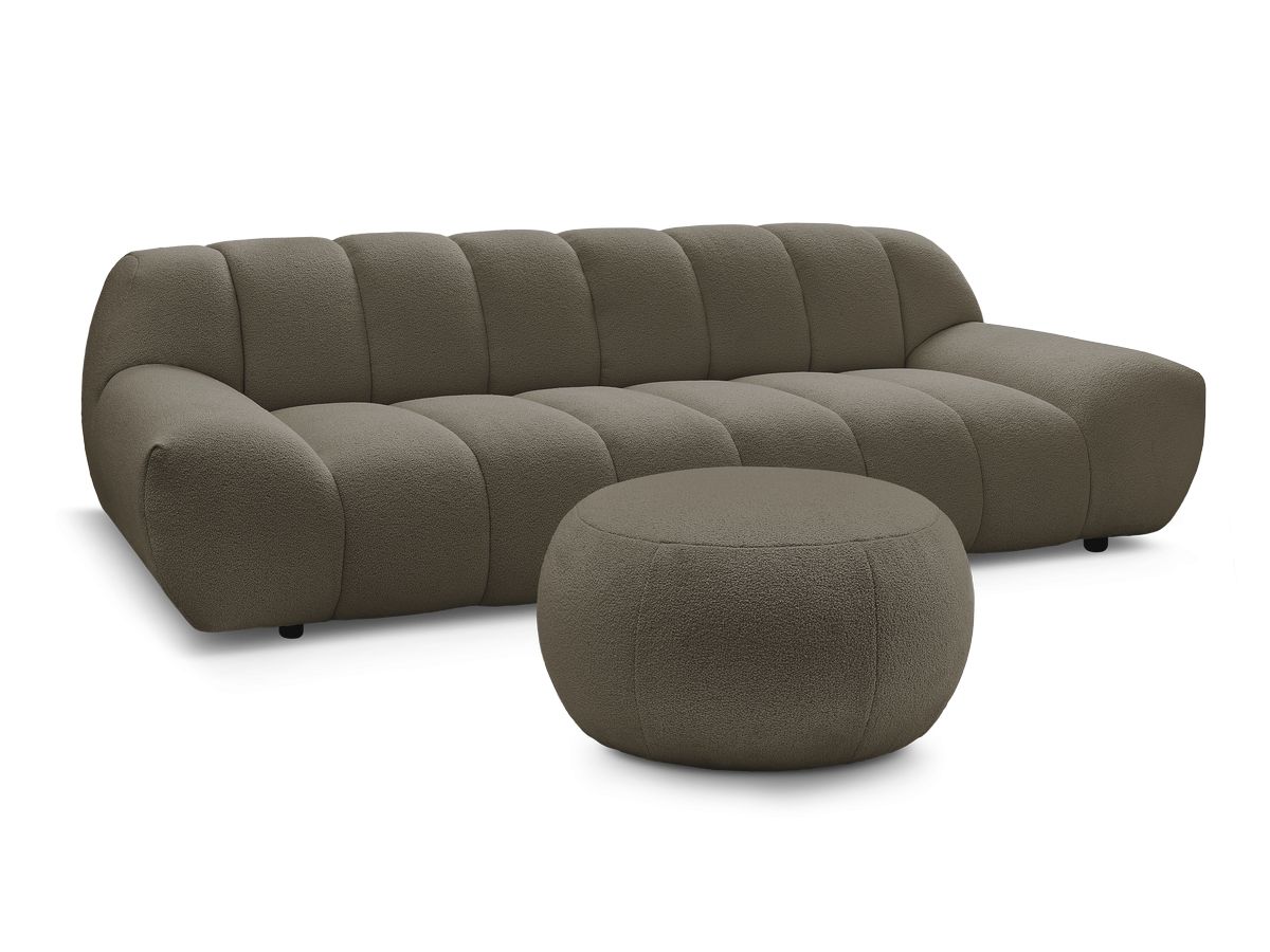 Bobochic Hayden Sofa 4-Sitzer mit Pouf Bouclé-Stoff Braun