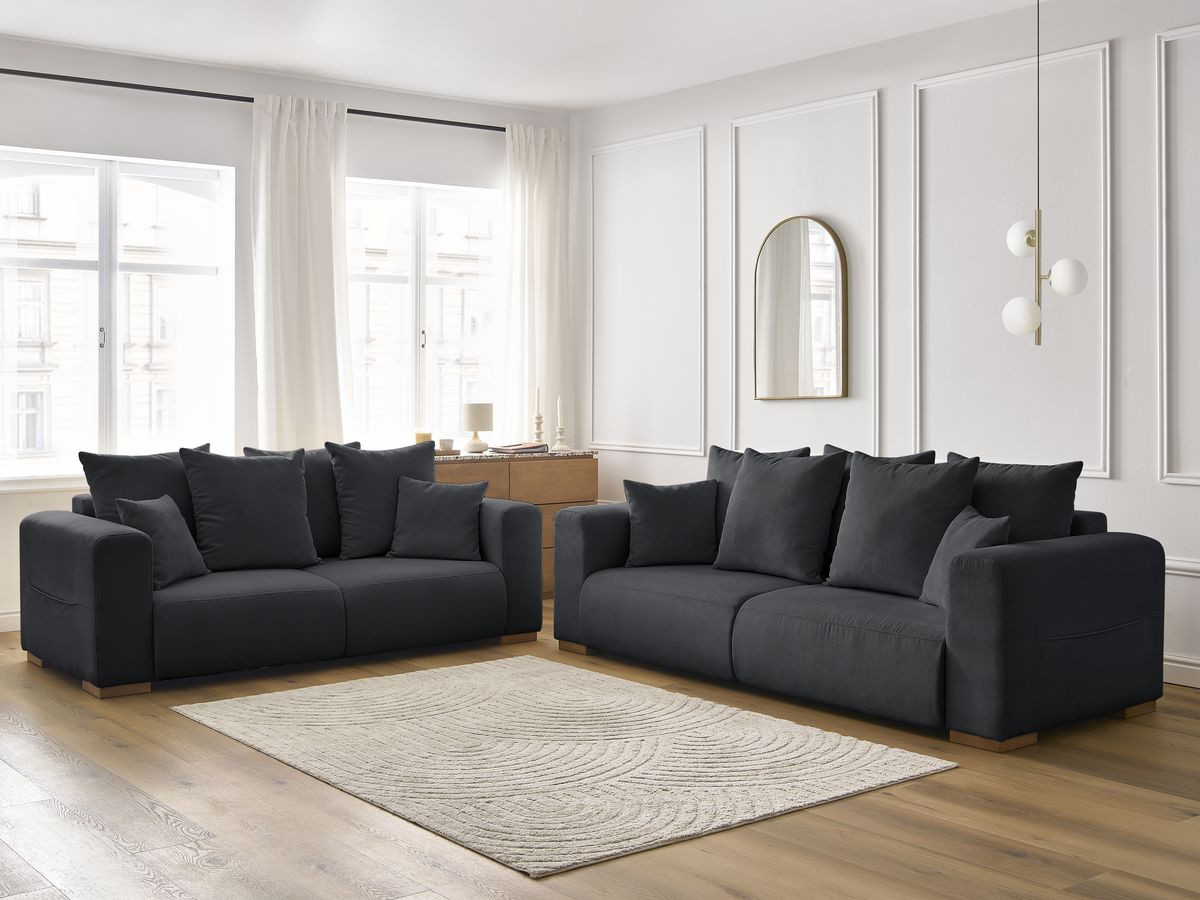 Bobochic Sidonie Sofa 5-Sitzer Cordsamt Schwarz