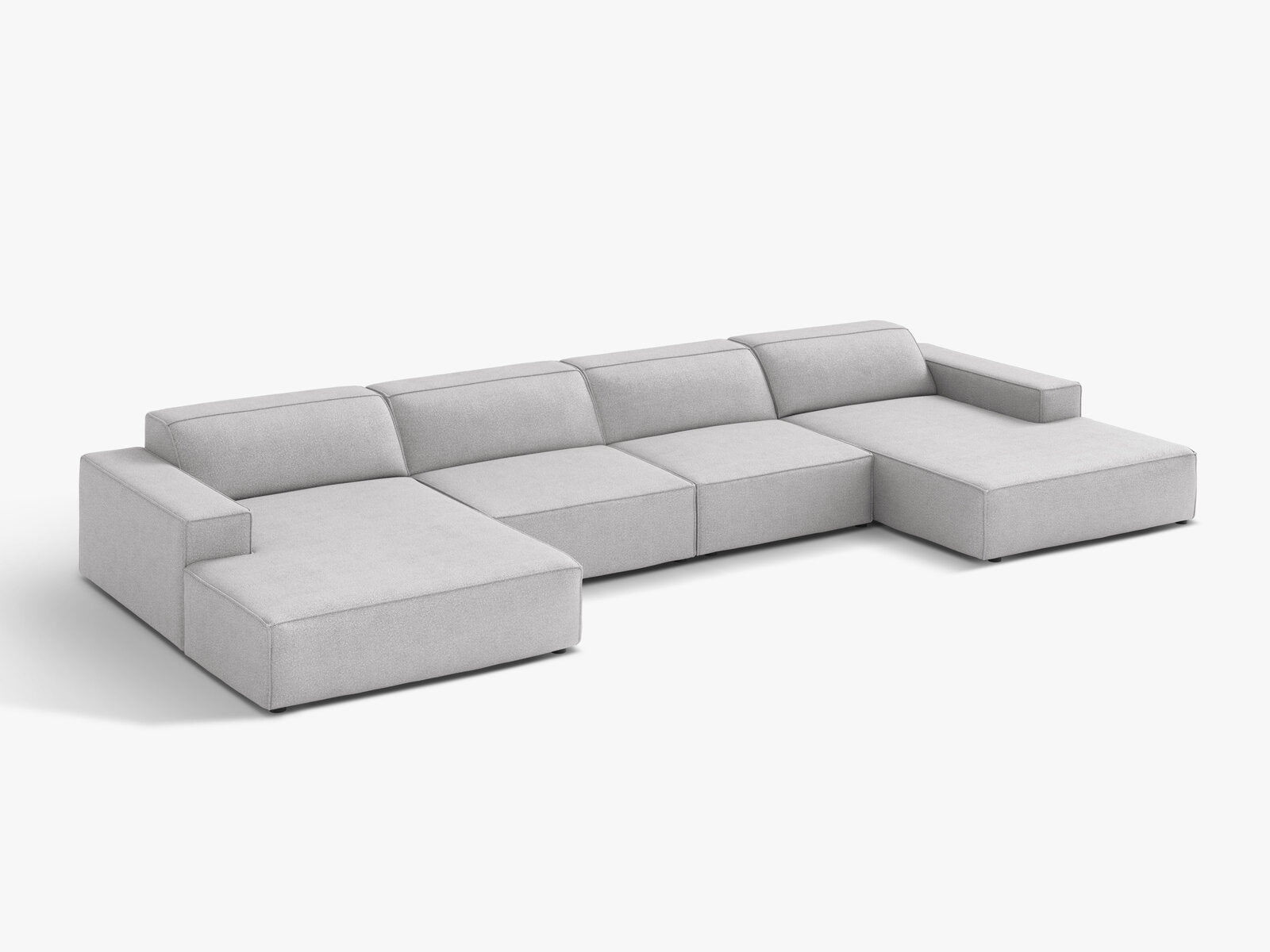Micadoni Panorama-Sofa Jodie 6-Sitzer Boucle Baloo Hellgrau