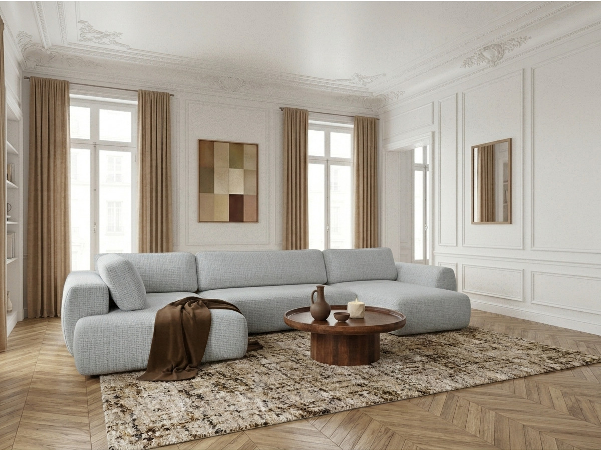 Bobochic Denise Wohnlandschaft Strukturstoff Hellgrau Ecke rechts