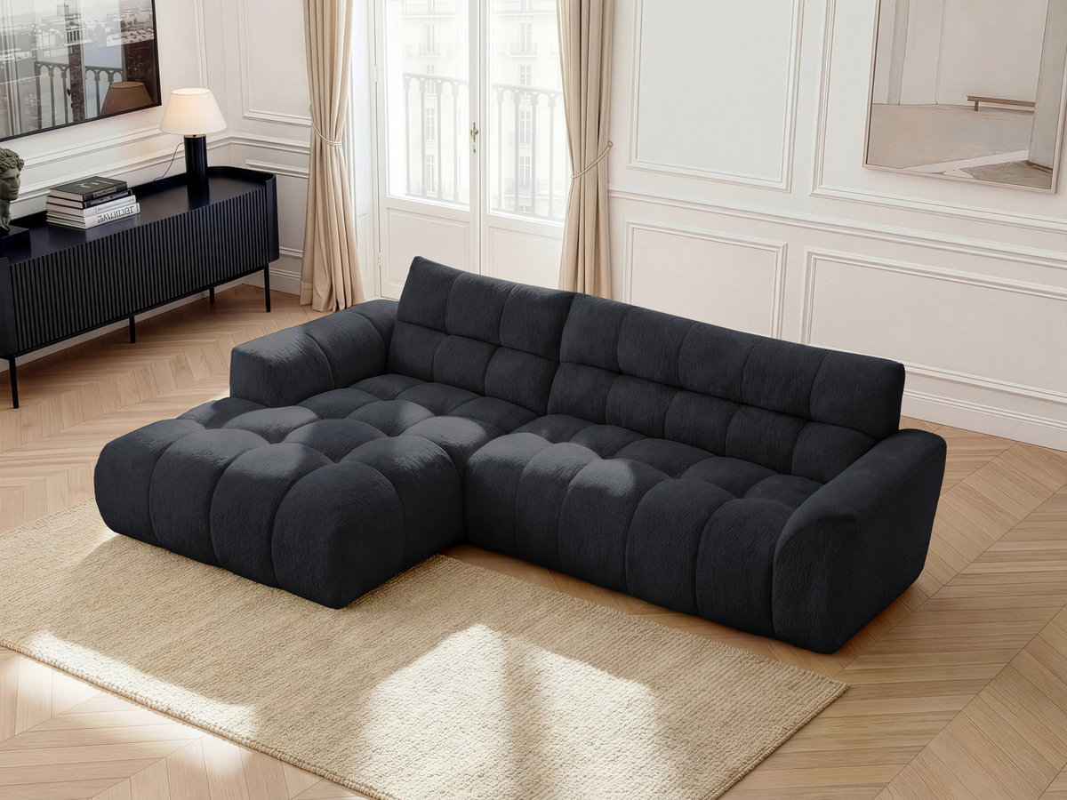 Bobochic Jaya Ecksofa Chenille Schwarz Ecke links