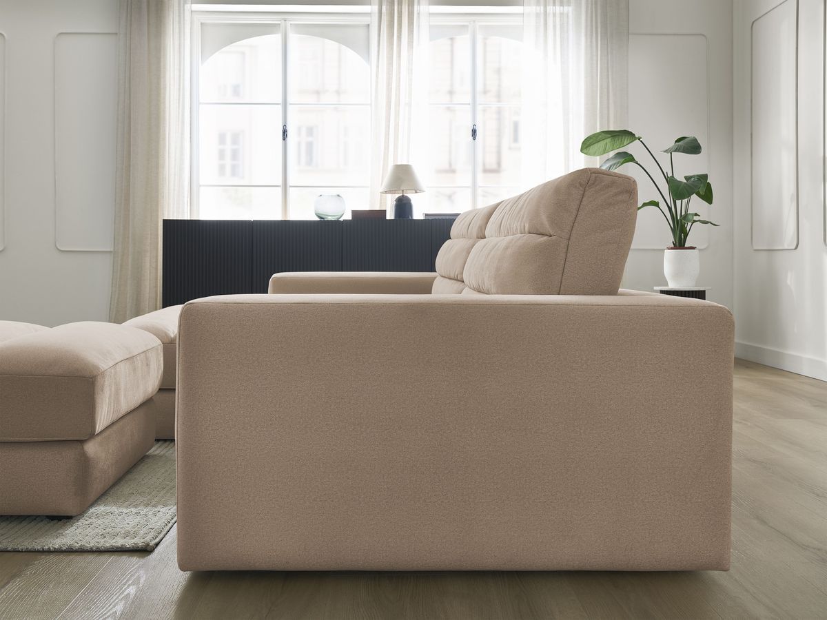 Bobochic Sierra Ecksofa mit Pouf Samt Taupe Ecke links