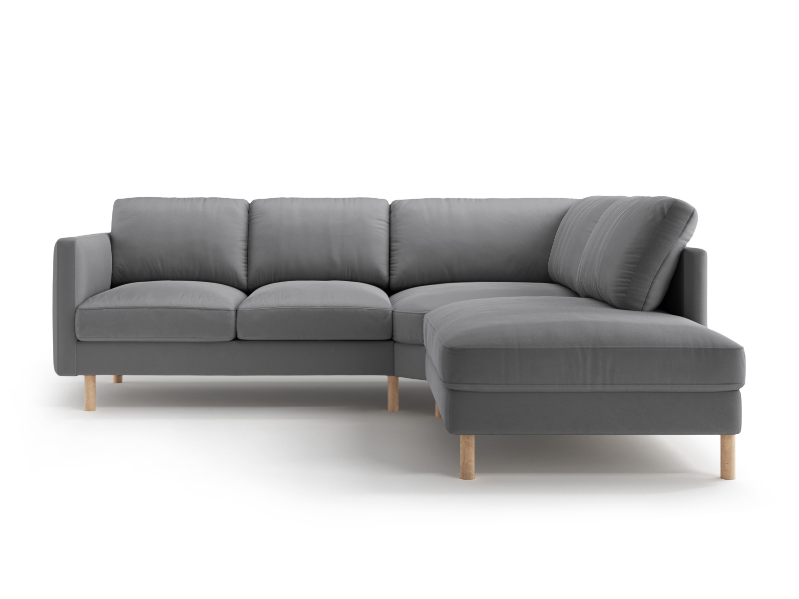 Micadoni Symmetrisches Ecksofa Eden 4-Sitzer Rechts Samt Grau