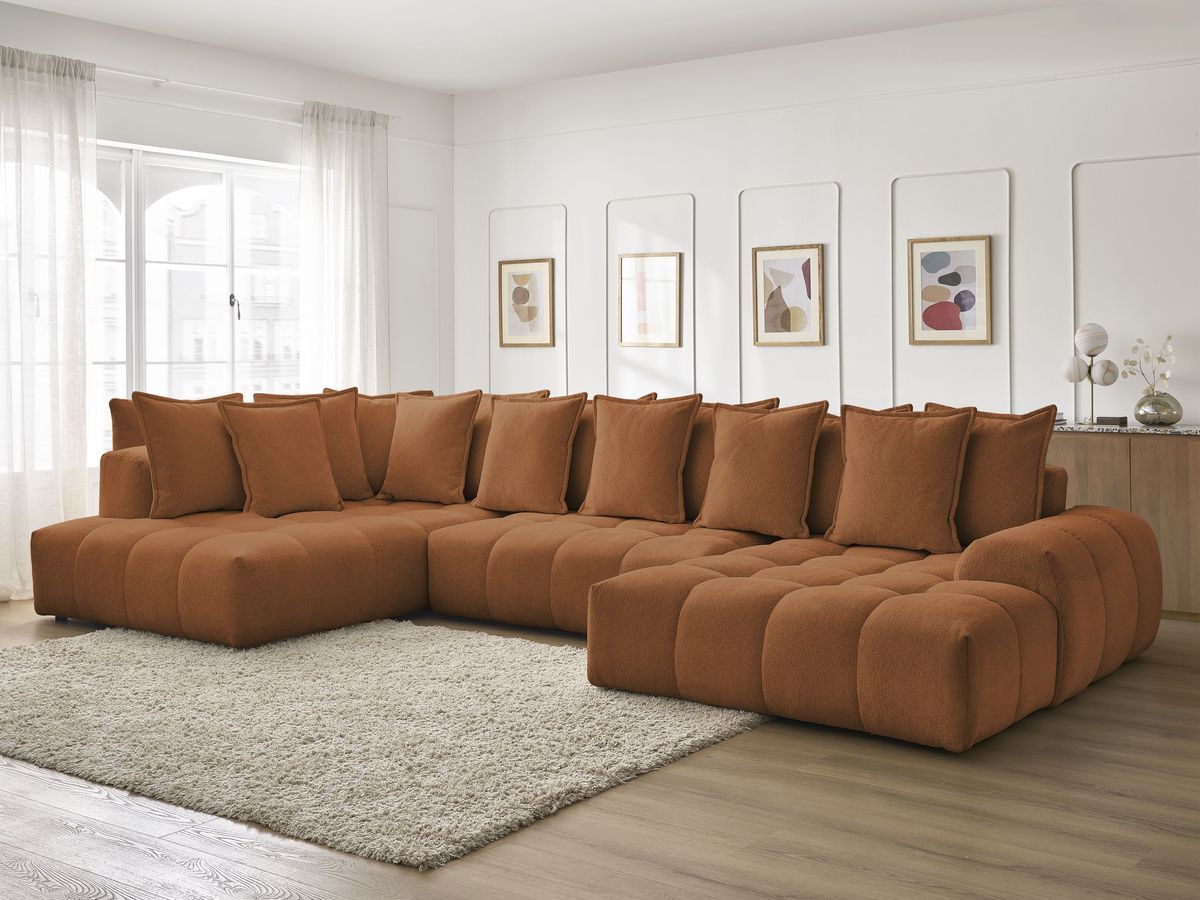 Bobochic Everest Wohnlandschaft, 14 Kissen Melange-Stoff Orange Ecke rechts