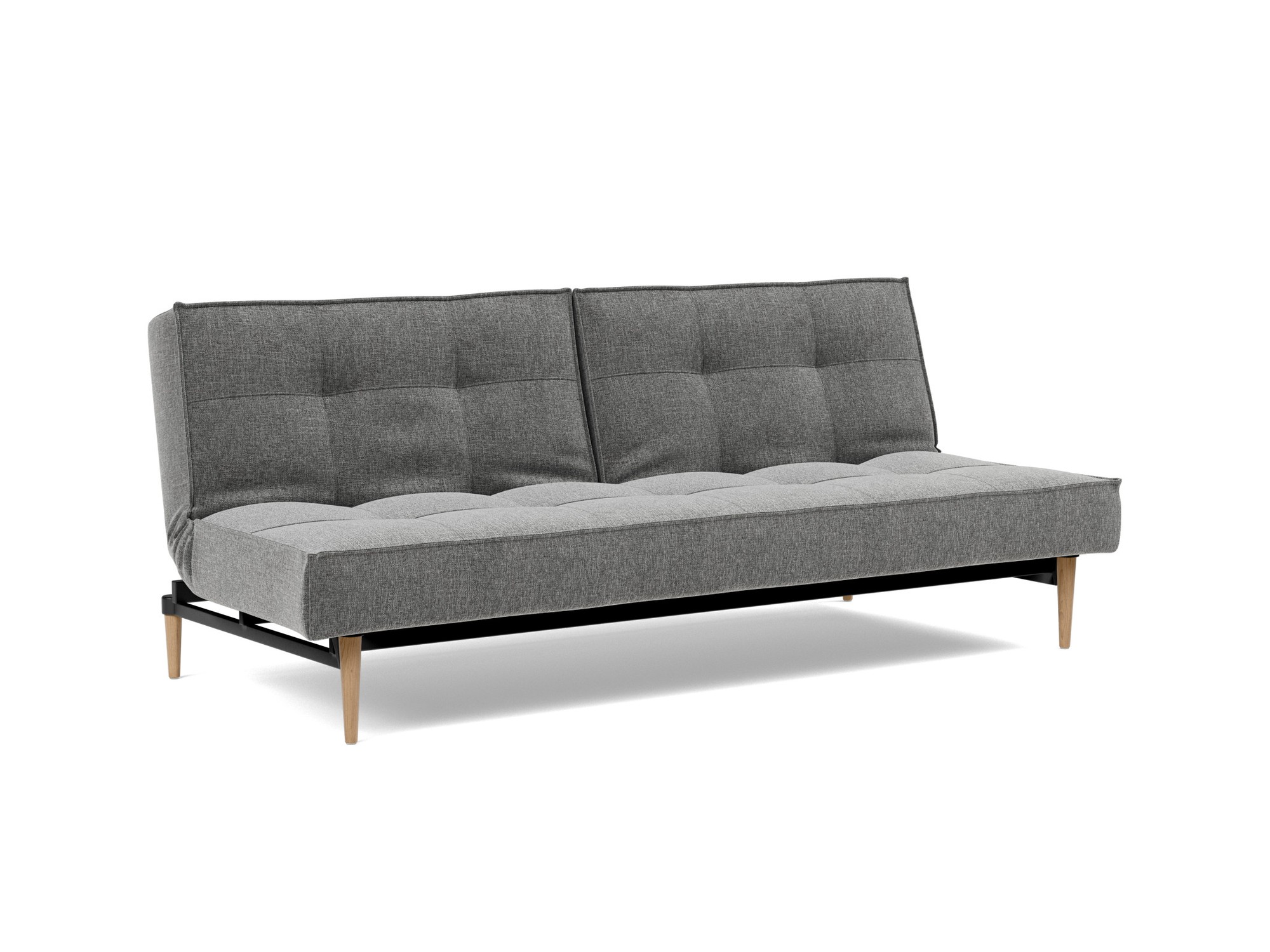 Schlafsofa Splitback Strukturierter Stoff Twist 563-Charcoal Beine Styletto Eiche hell