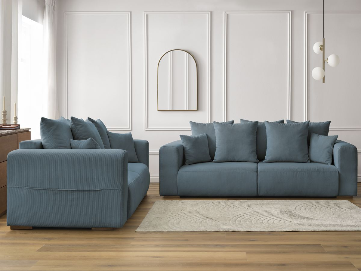 Bobochic Sidonie Sofa 5-Sitzer Cordsamt Dunkelblau
