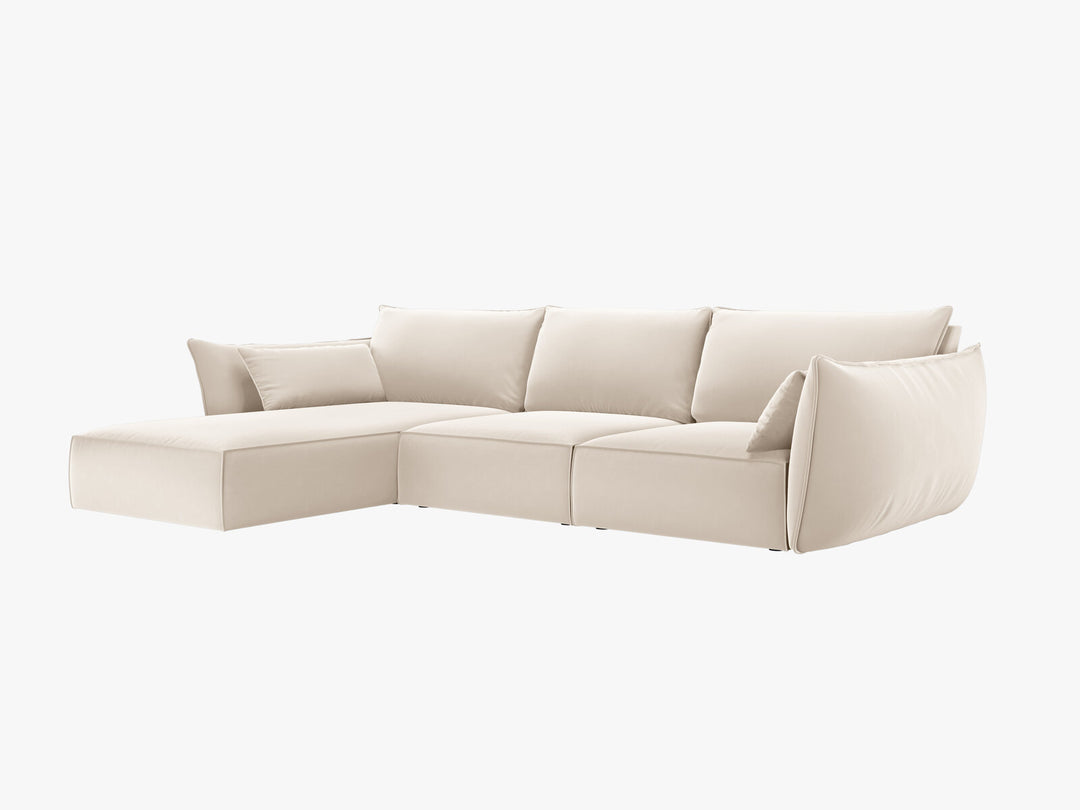 Micadoni Ecksofa Kaelle 4-Sitzer Links Samt Bluvel Helles Beige