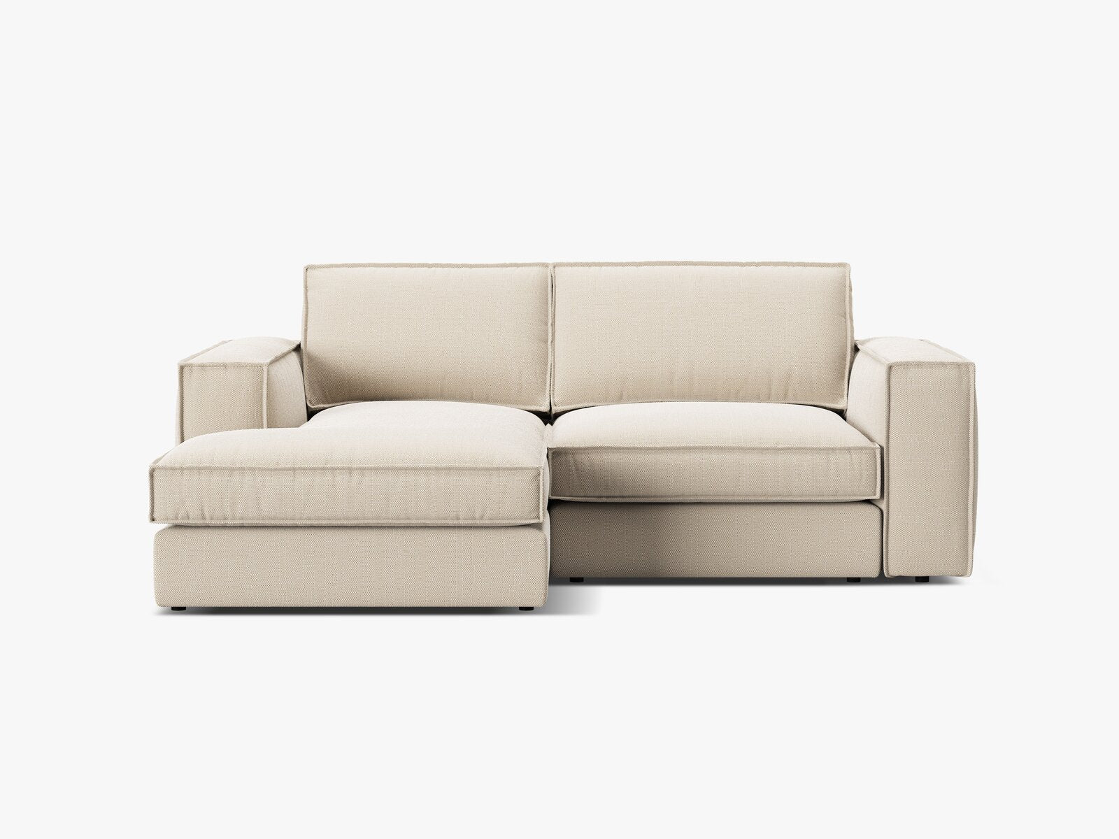 Micadoni modulares Ecksofa Pola 2-Sitzer kleine Version Links Strukturierter Stoff Babel Beige