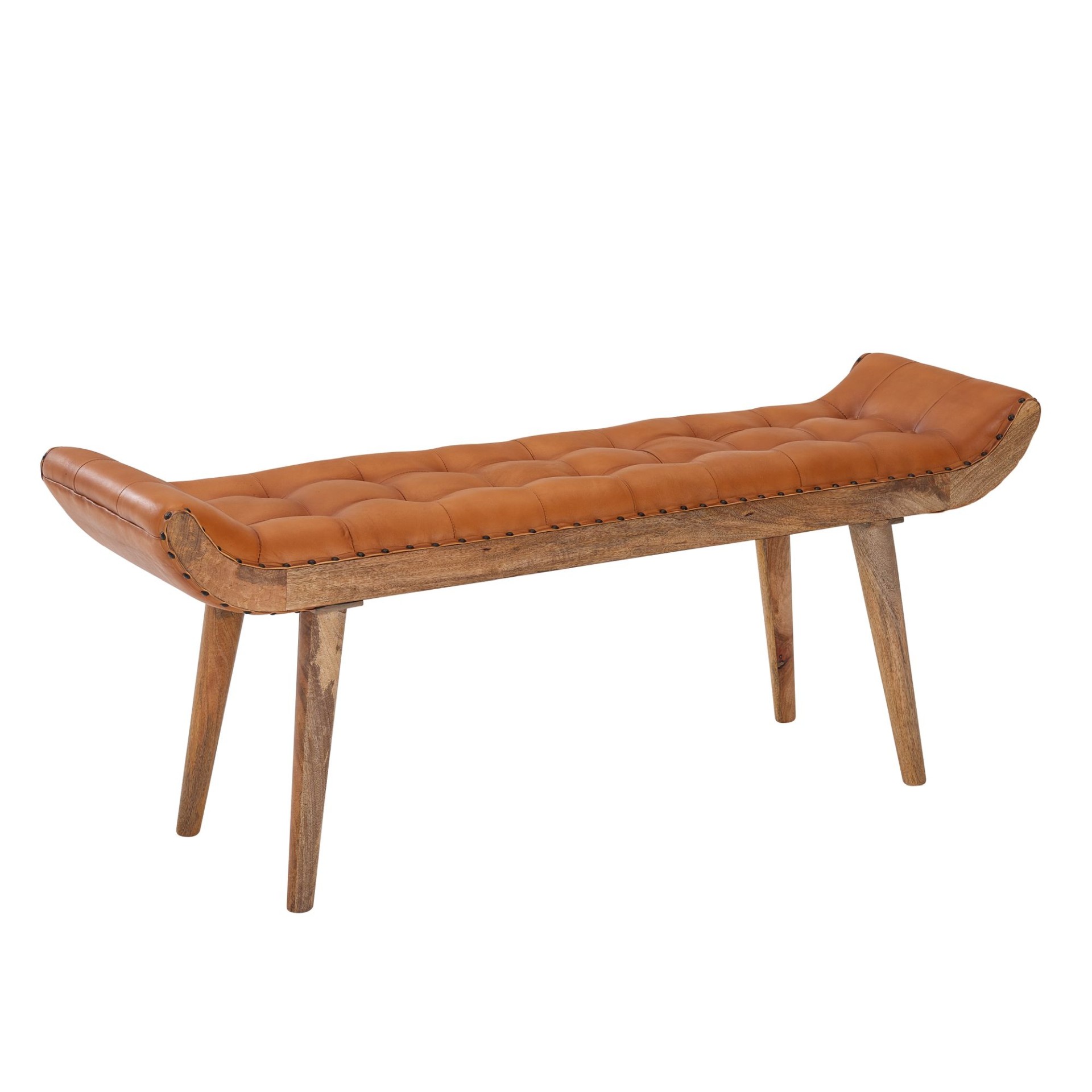 Sitzbank Hnausar Echtleder Braun 125 × 38 × 50 cm