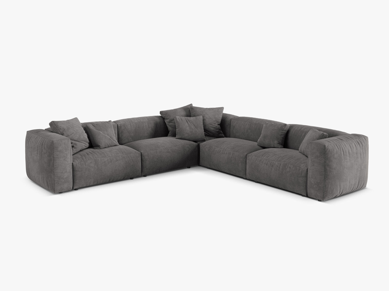 Micadoni modulares symmetrisches Ecksofa XL Martina 5-Sitzer Samt Vogue Grau