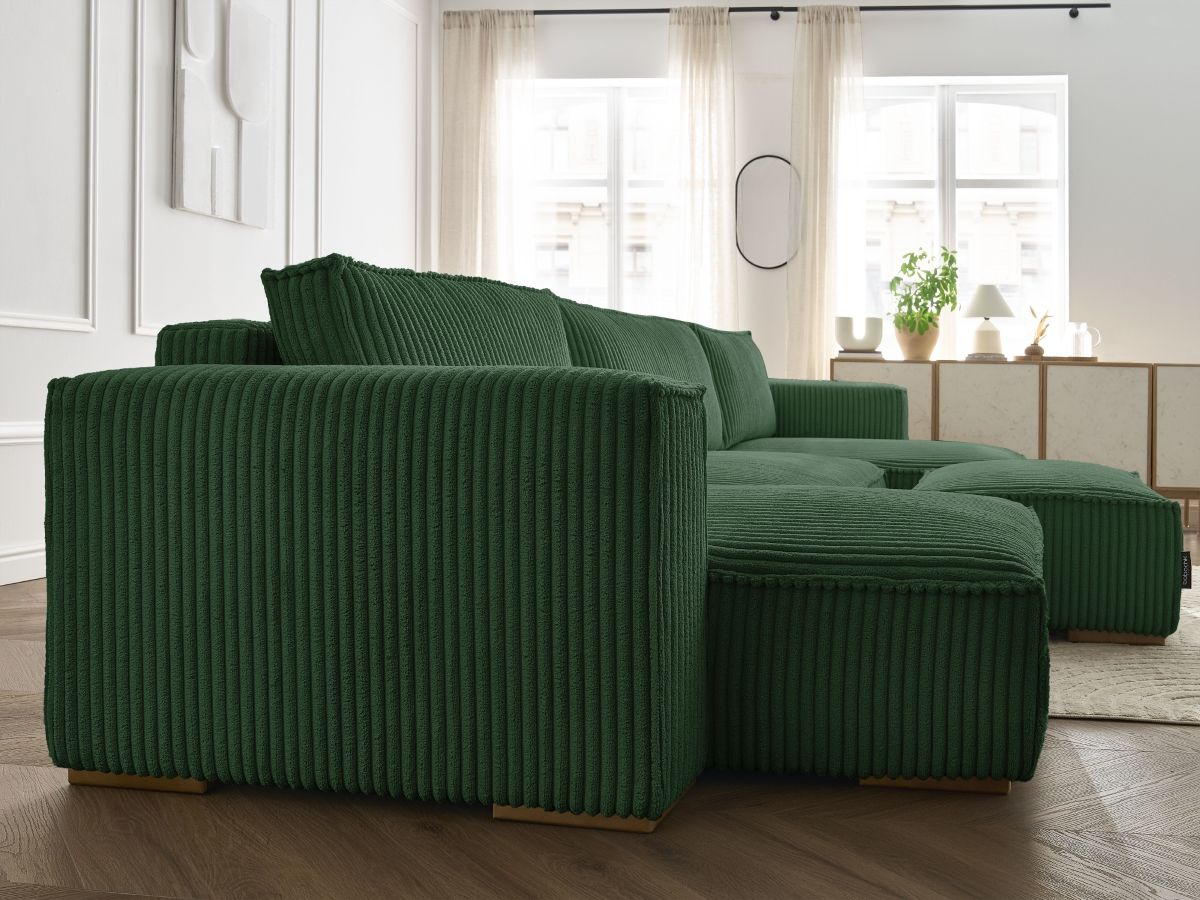 Bobochic Chelsea Wohnlandschaft mit Pouf Breitcord weich Grün