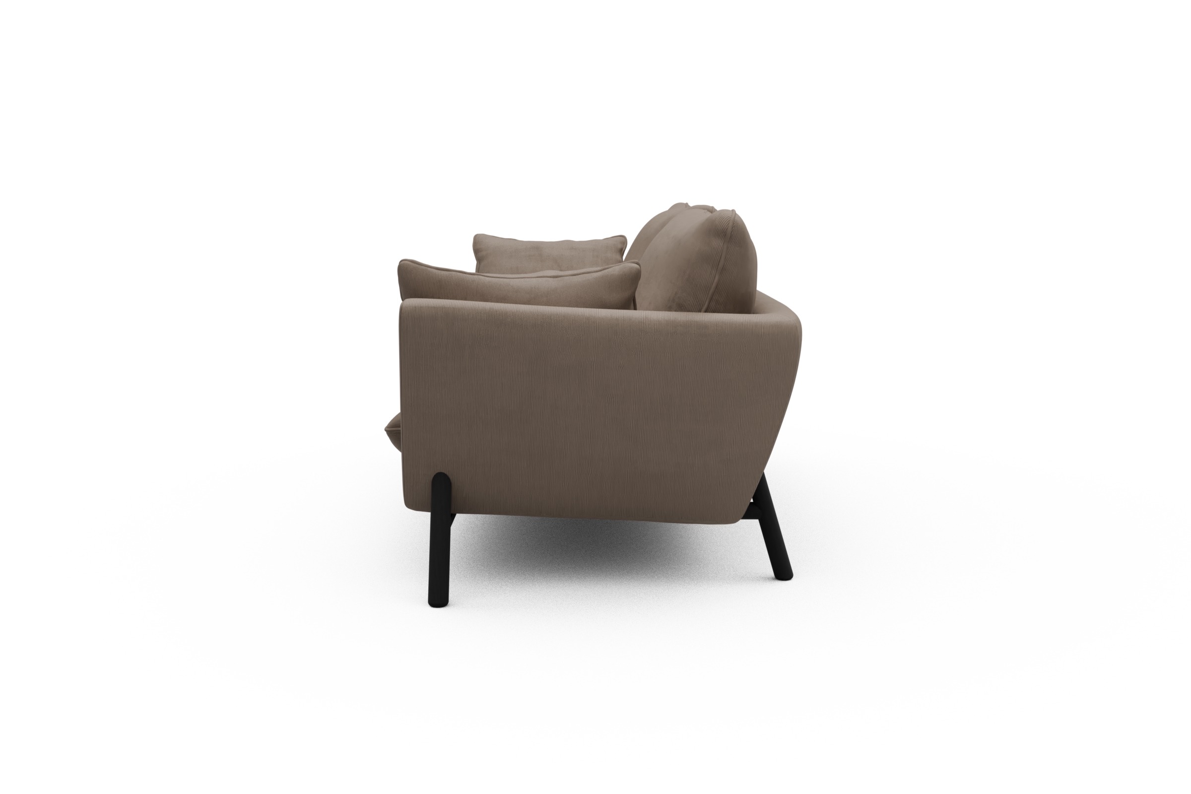 Sofa Emil 3-Sitzer Beinfarbe Eiche Schwarz Cordufine-Beige