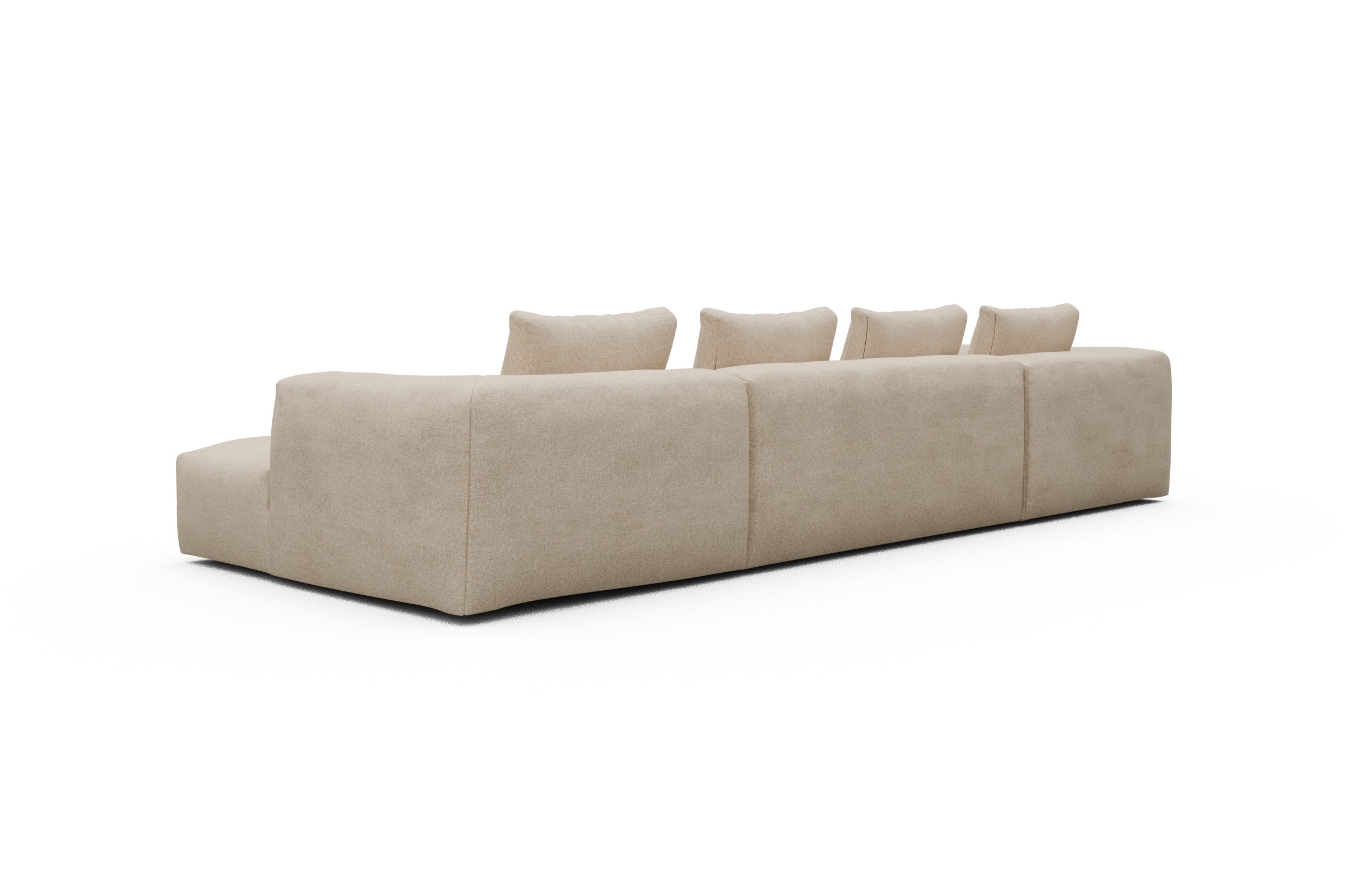 Wohnlandschaft Fred Relax-Ecke links mit 2-Sitzer und Chaiselongue rechts Strukturierter Stoff Casone 496-Natural-Beige