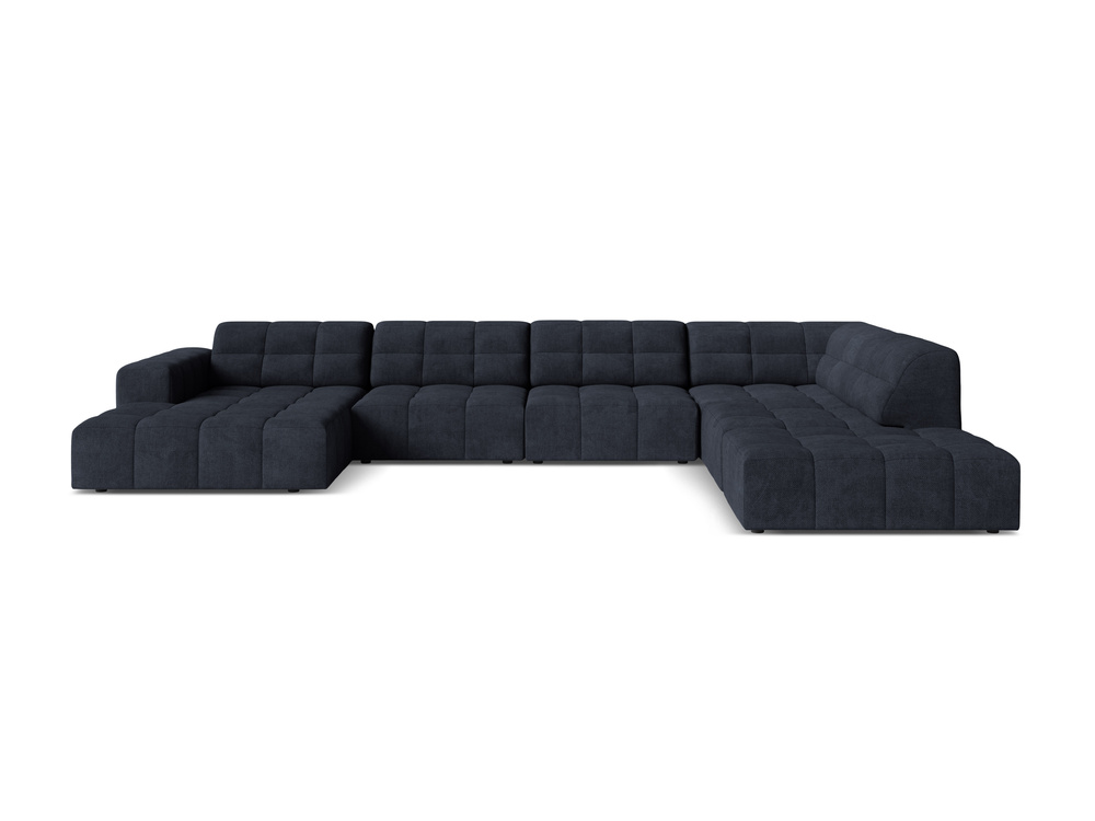 Cosmopolitan Design Panoramasofa Chicago 7-Sitzer Chenille Eden Marineblau Rechts