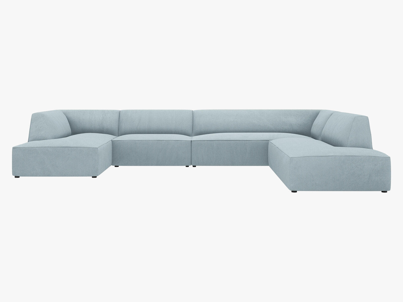 Micadoni Panorama-Ecksofa Ruby 7-Sitzer Rechts Kord Scala Hellblau