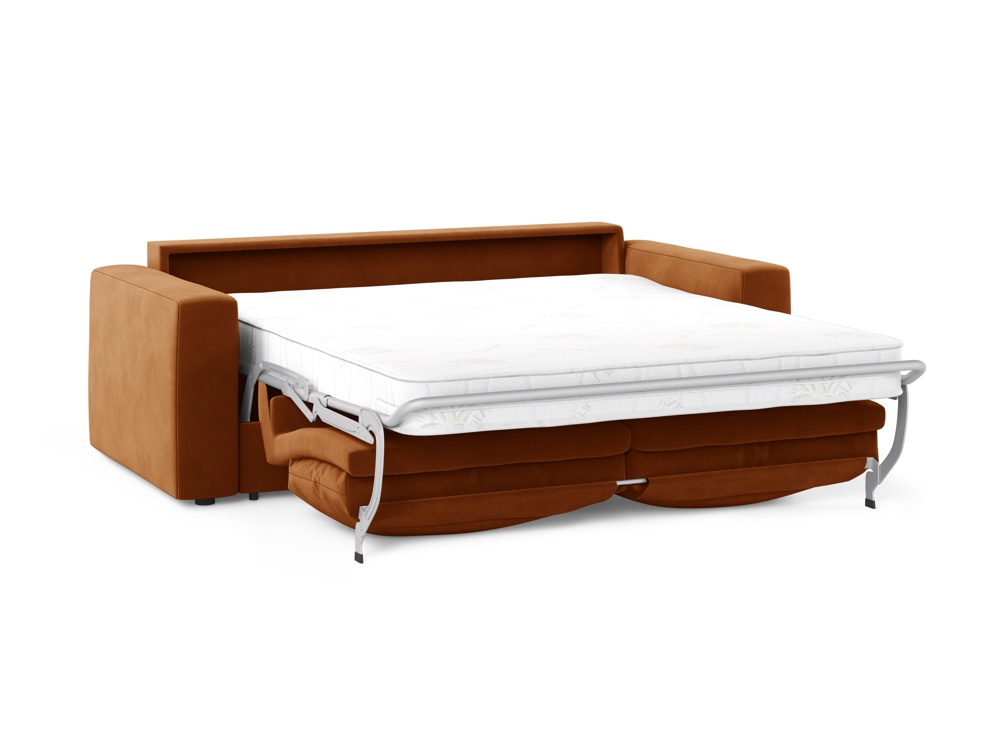 Cosmopolitan Design Schlafsofa Grena 3-Sitzer mit Bettkasten Samt Salvador Terrakotta