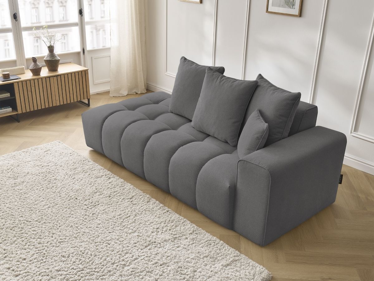 Bobochic Mont-blanc Sofa 4-Sitzer Melange-Stoff Dunkelgrau Armlehne rechts