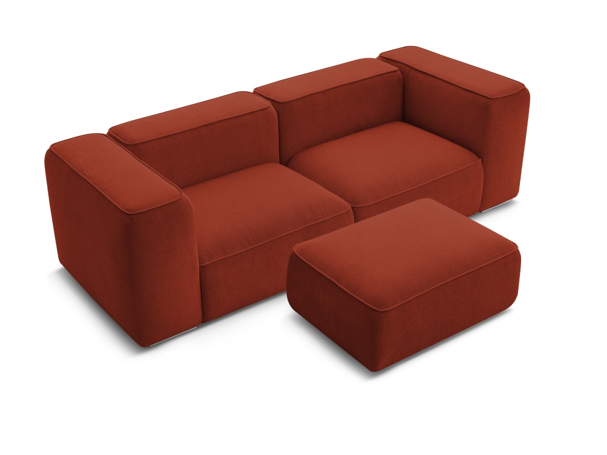Bobochic Zephyr Sofa 3-Sitzer mit Pouf Strukturstoff Orange