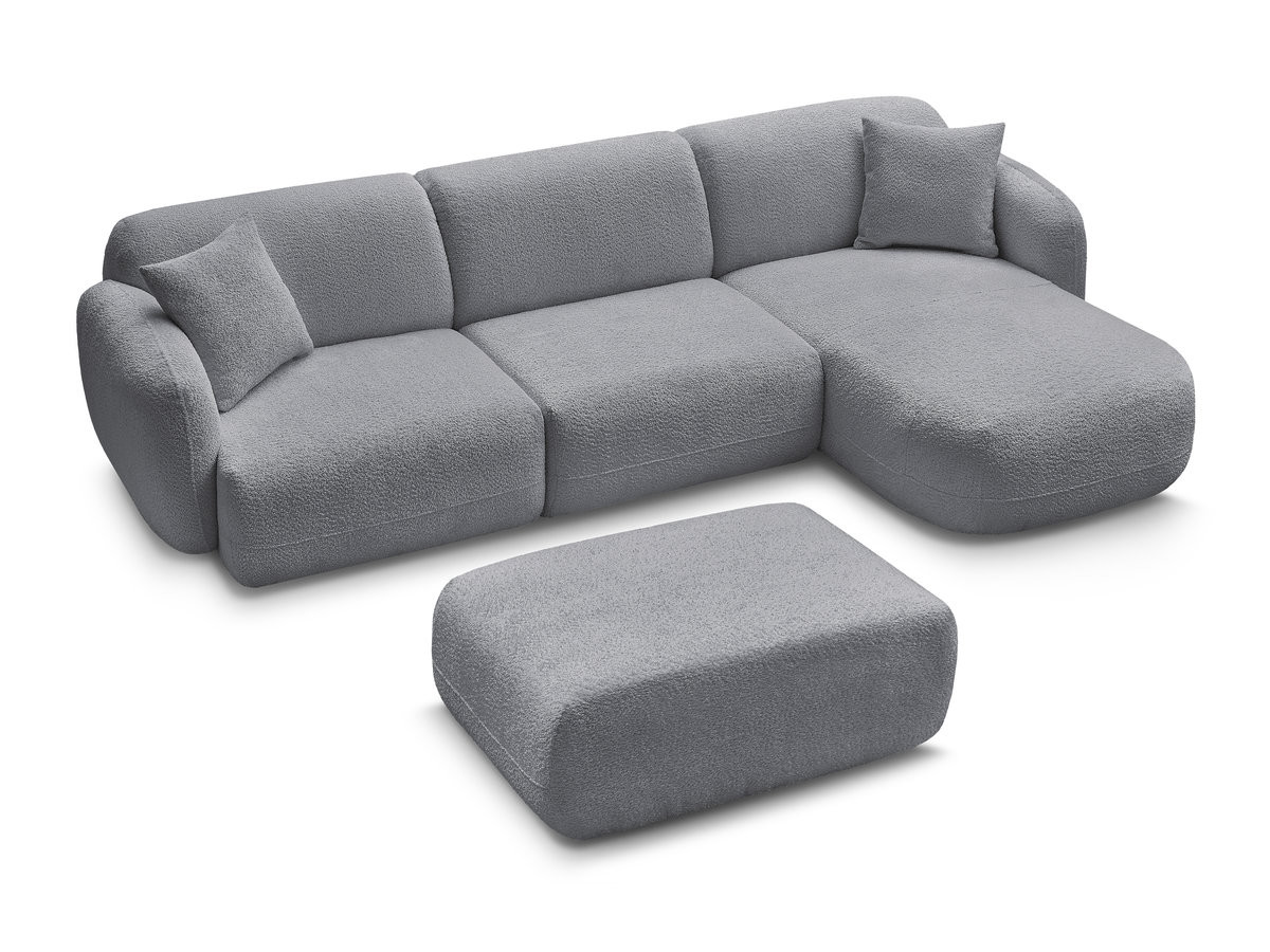 Bobochic Anda Ecksofa mit Pouf 292 × 163 cm Chenille Grau Ecke rechts