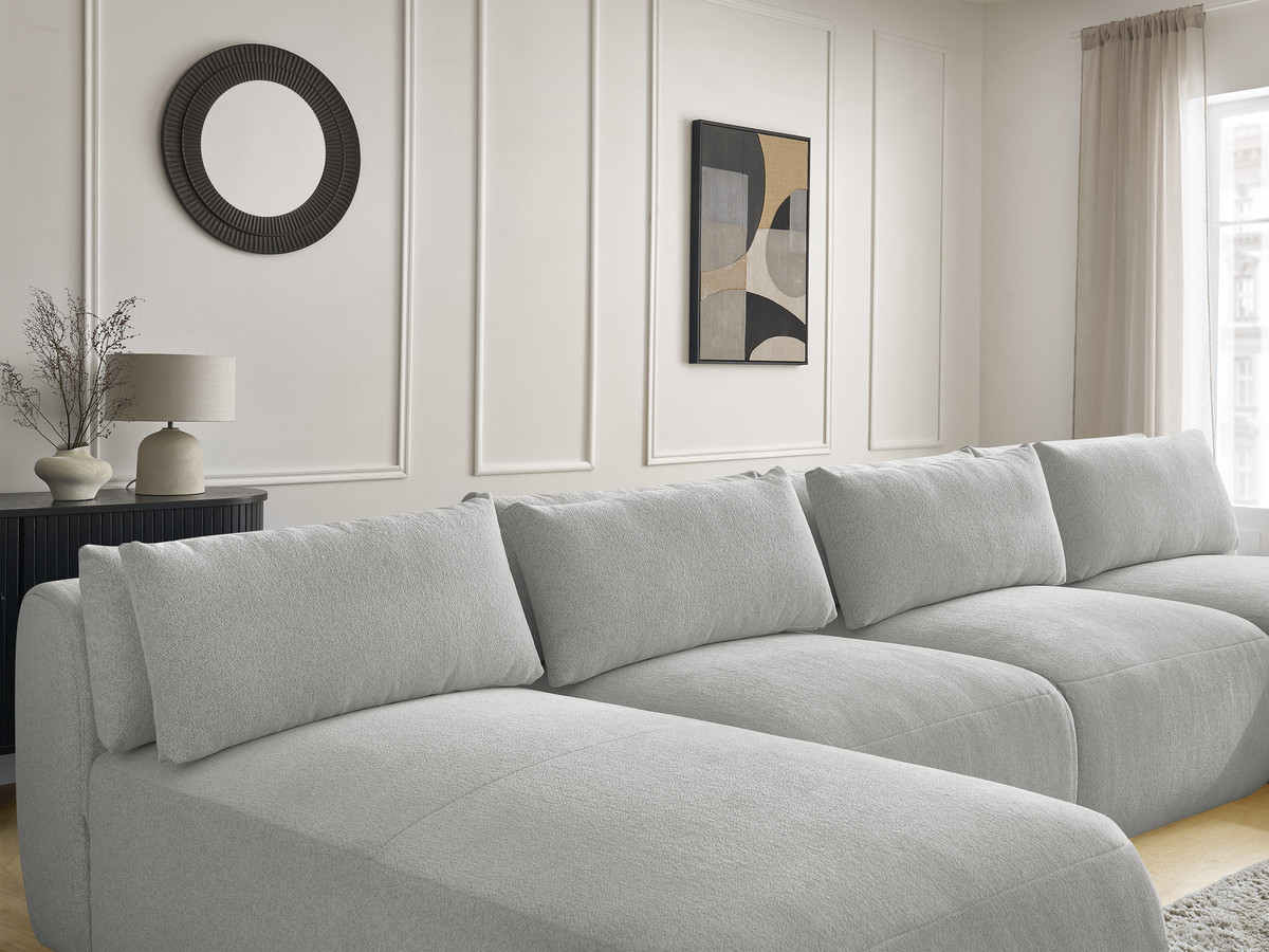 Bobochic Jana Wohnlandschaft mit kleinem Pouf Melange-Stoff Hellgrau