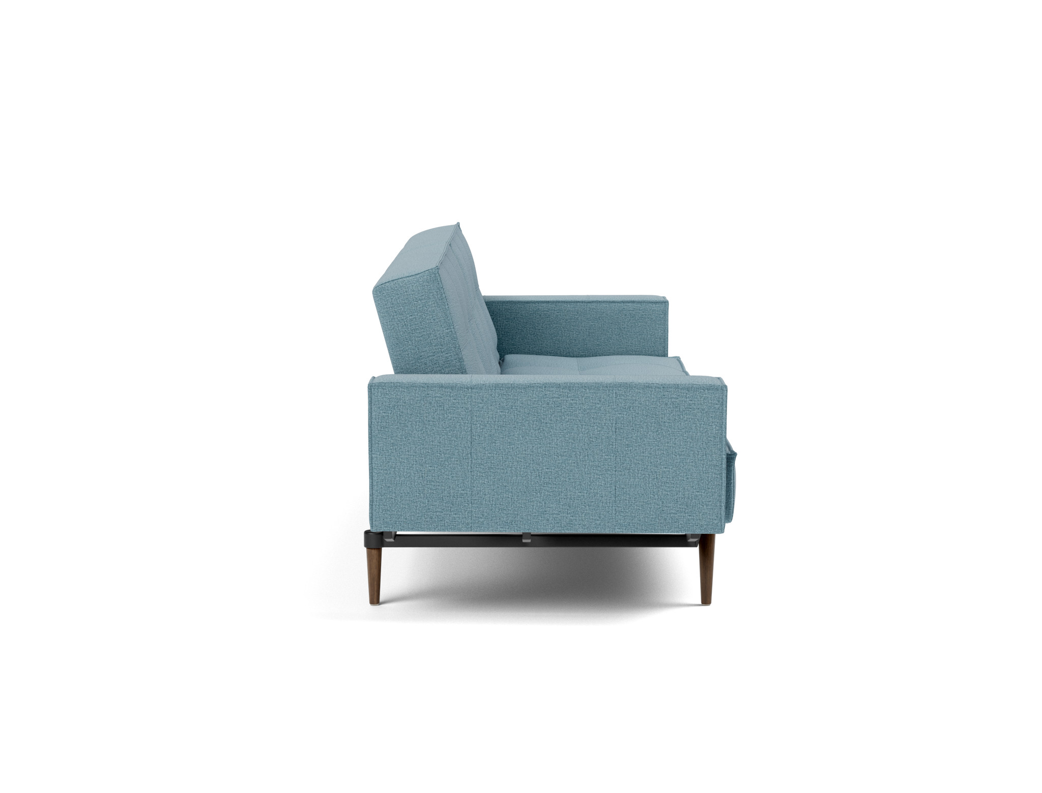 Schlafsofa Splitback mit Armlehnen Flachgewebe Mixed Dance 525-Light-Blue Beine Styletto Eiche dunkel