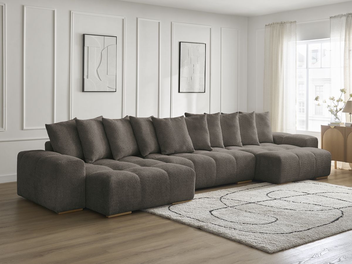 Bobochic Anakin Wohnlandschaft, 10 Kissen Bouclé-Stoff Braun