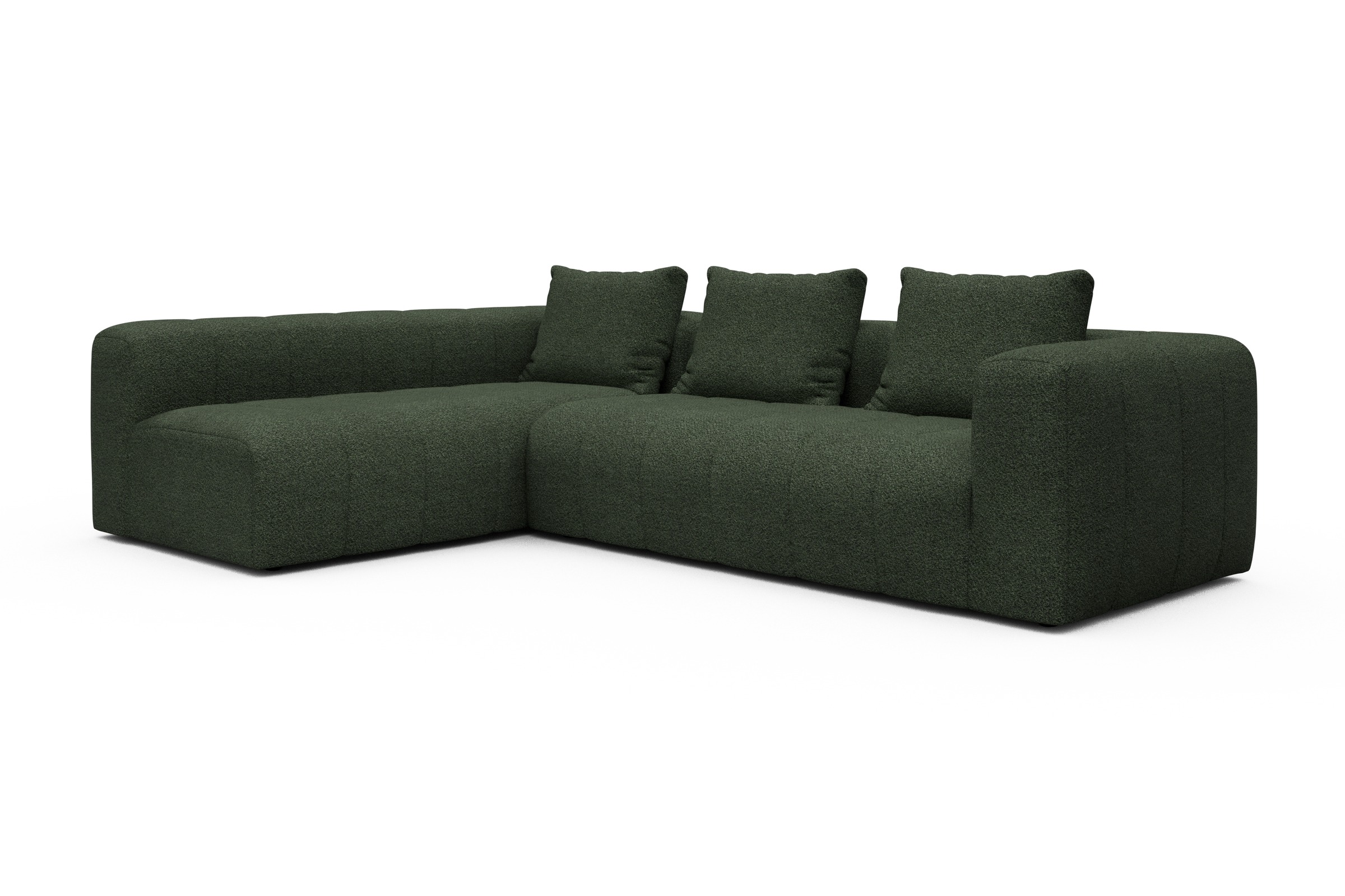 Ecksofa Hugo 2x 2,5-Sitzer Armlehne rechts Vanora-Deep-Green