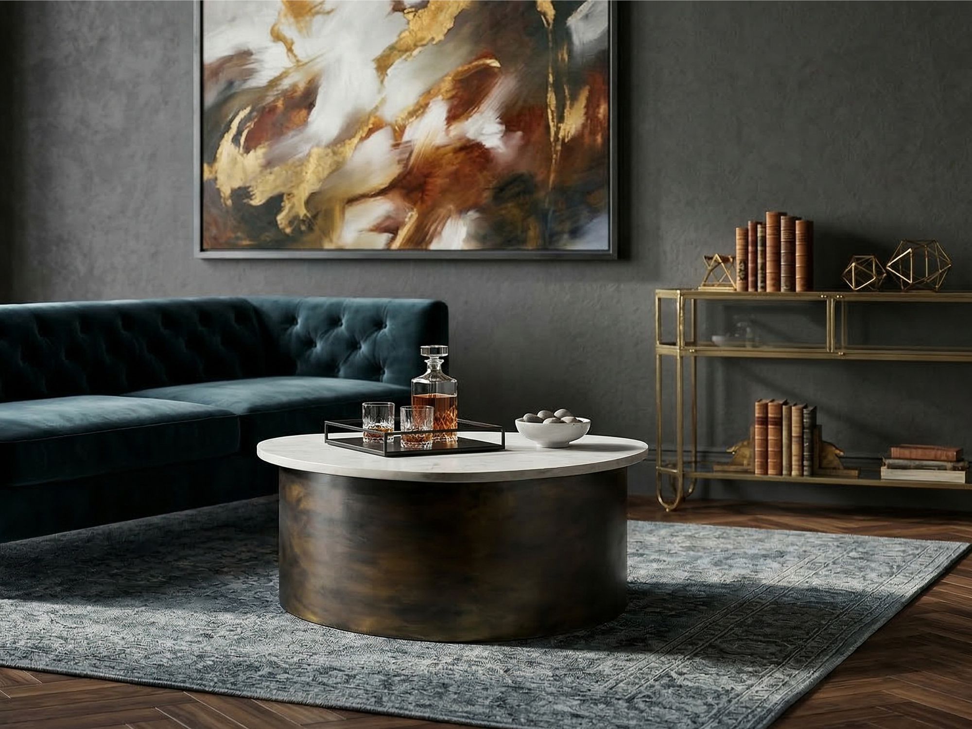 Couchtisch Kjollefjord Marmor Gold 63 × 63 × 30 cm