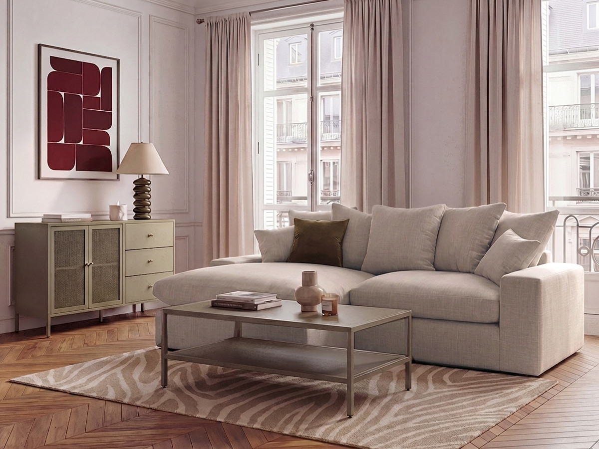 Bobochic Nevada Ecksofa Stoff Beige