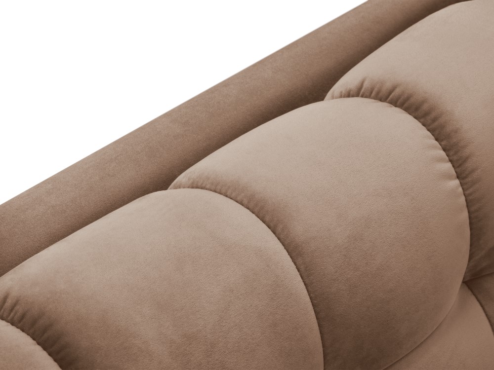 Cosmopolitan Design Ecksofa Bali 5-Sitzer Samt Bluvel Beige Links Beine Schwarzes Metall
