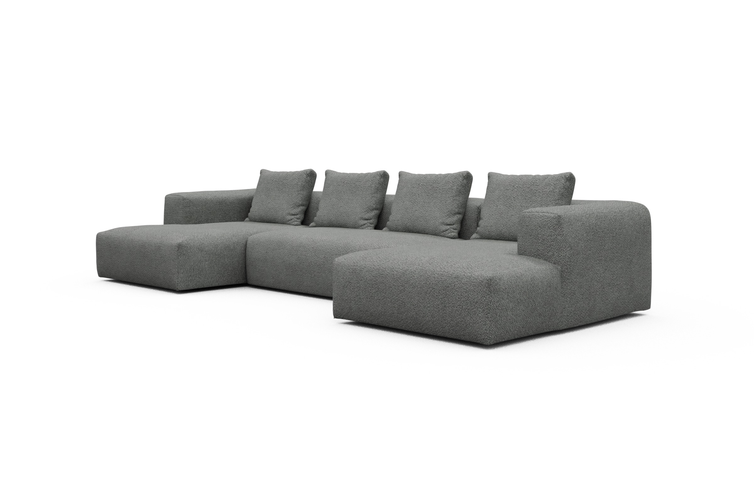 Wohnlandschaft Fred mit 2-Sitzer und Chaiselongue beidseitig Vanora-Warm-Grey