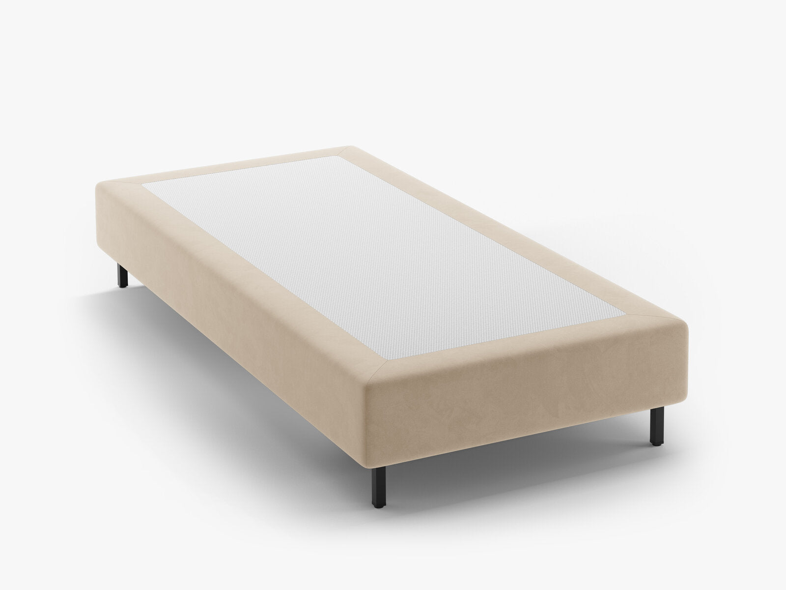 Micadoni Whale Polster-Bettgestell Samt Paris Nude Schwarzes Metall 90x200