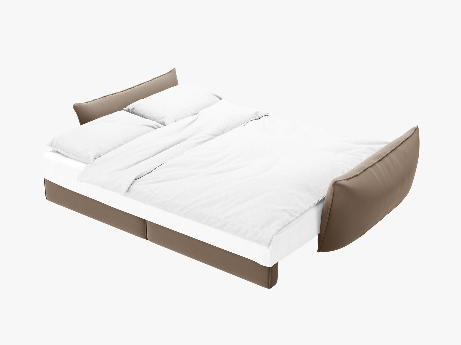 Micadoni Kaelle Schlafsofa 3-Sitzer mit Bettkasten Samt Bluvel Cappuccino
