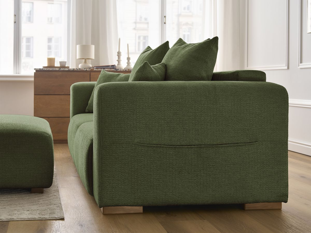 Bobochic Sidonie Sofa 3-Sitzer mit Pouf Melange-Stoff Grün