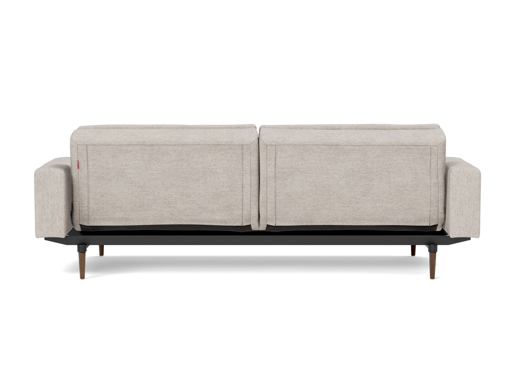Schlafsofa Dublexo mit Armlehnen Chenille Yuveno 471-Sand Beine Styletto Eiche dunkel