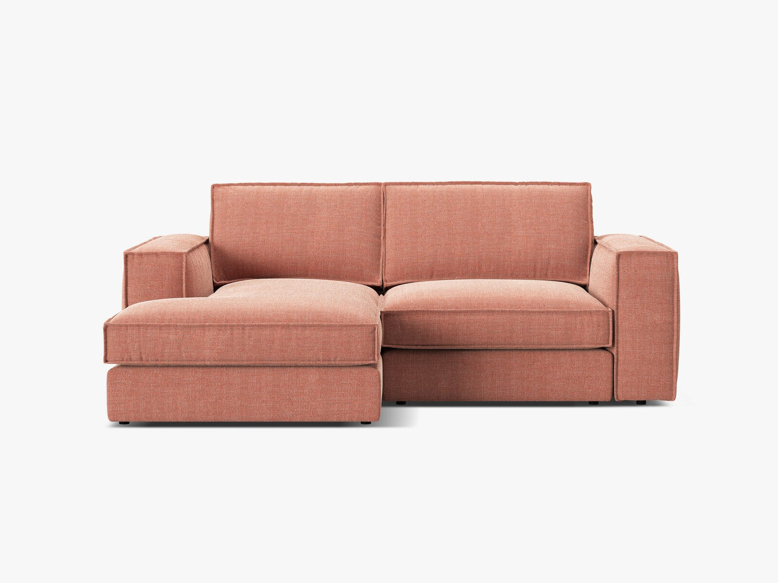 Micadoni modulares Ecksofa Pola 2-Sitzer kleine Version Links Strukturierter Stoff Babel Rot