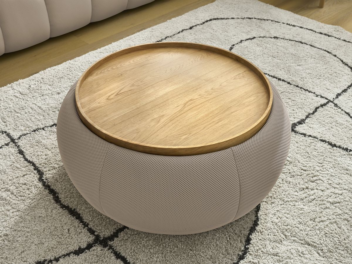 Bobochic Hayden Sofa 3-Sitzer mit Pouf 256 × 107 cm Mesh-Stoff Taupe