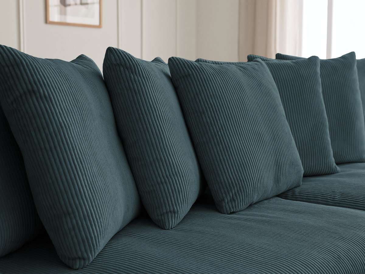 Bobochic Enore Ecksofa mit Pouf Cordsamt Dunkelblau Ecke rechts