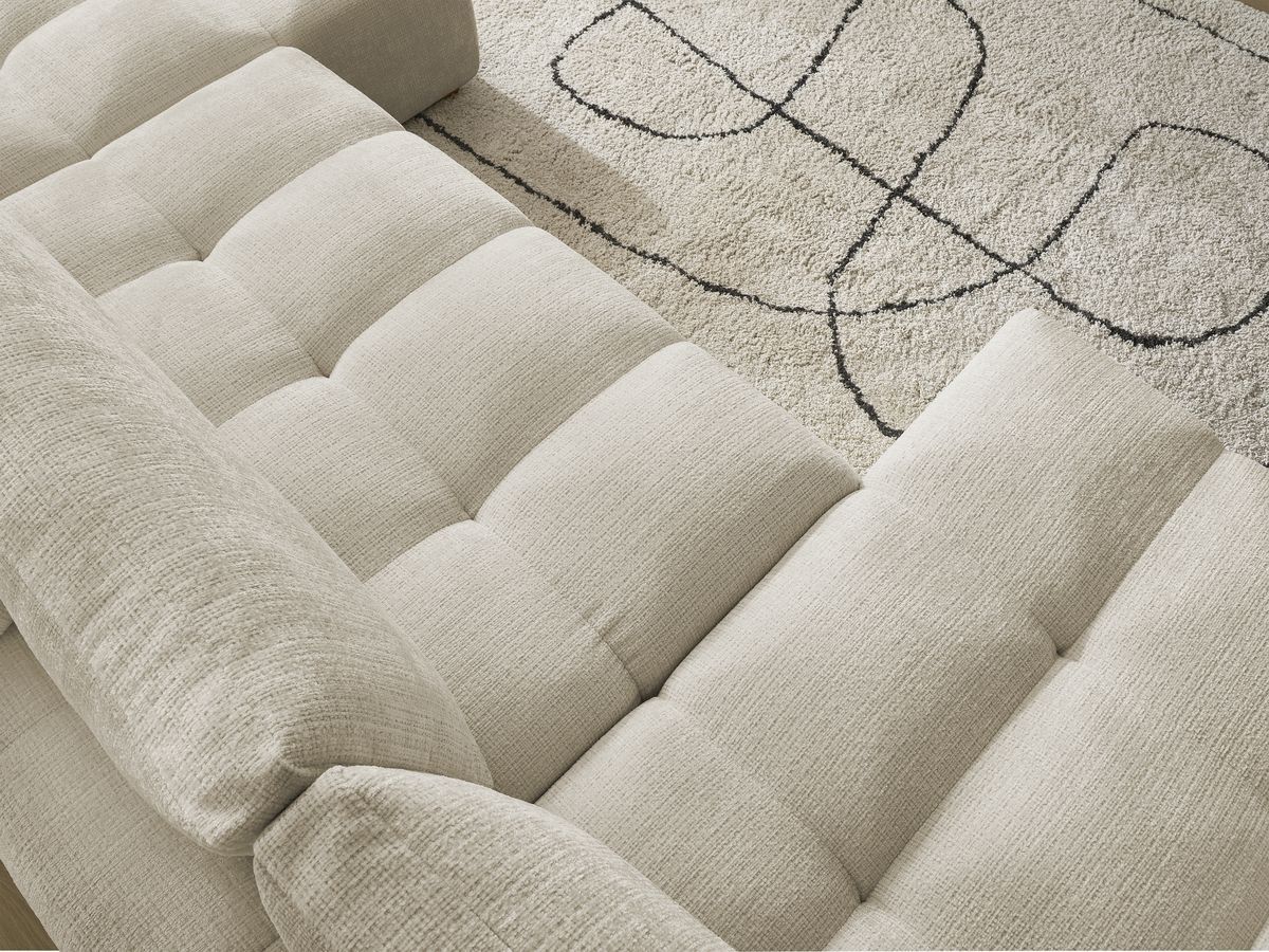 Bobochic Anakin Wohnlandschaft, Liegefläche 137 × 382 cm, 3 Kissen Strukturstoff Beige