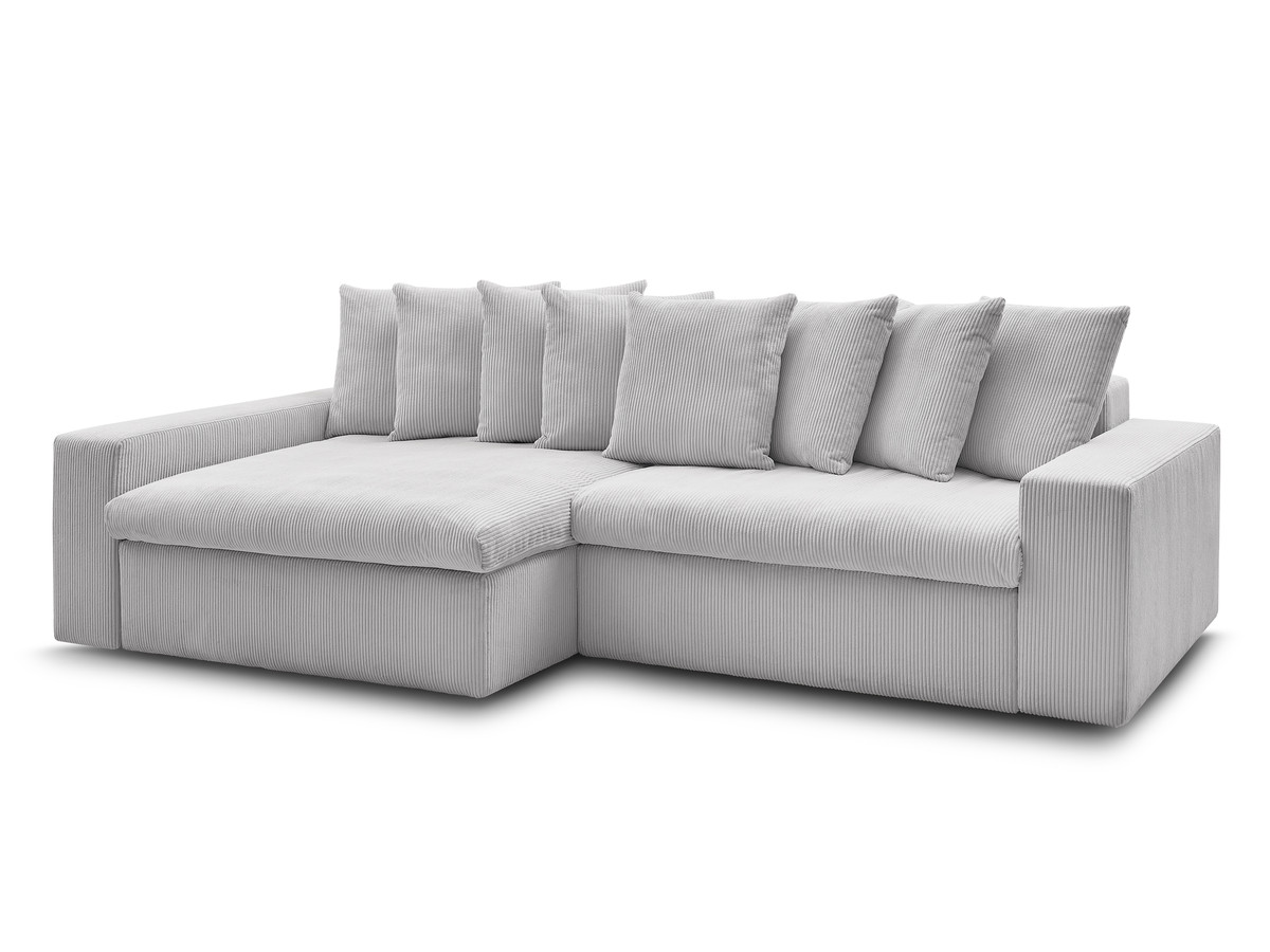 Bobochic Enore Ecksofa 330 × 157 cm Cordsamt Hellgrau Ecke links