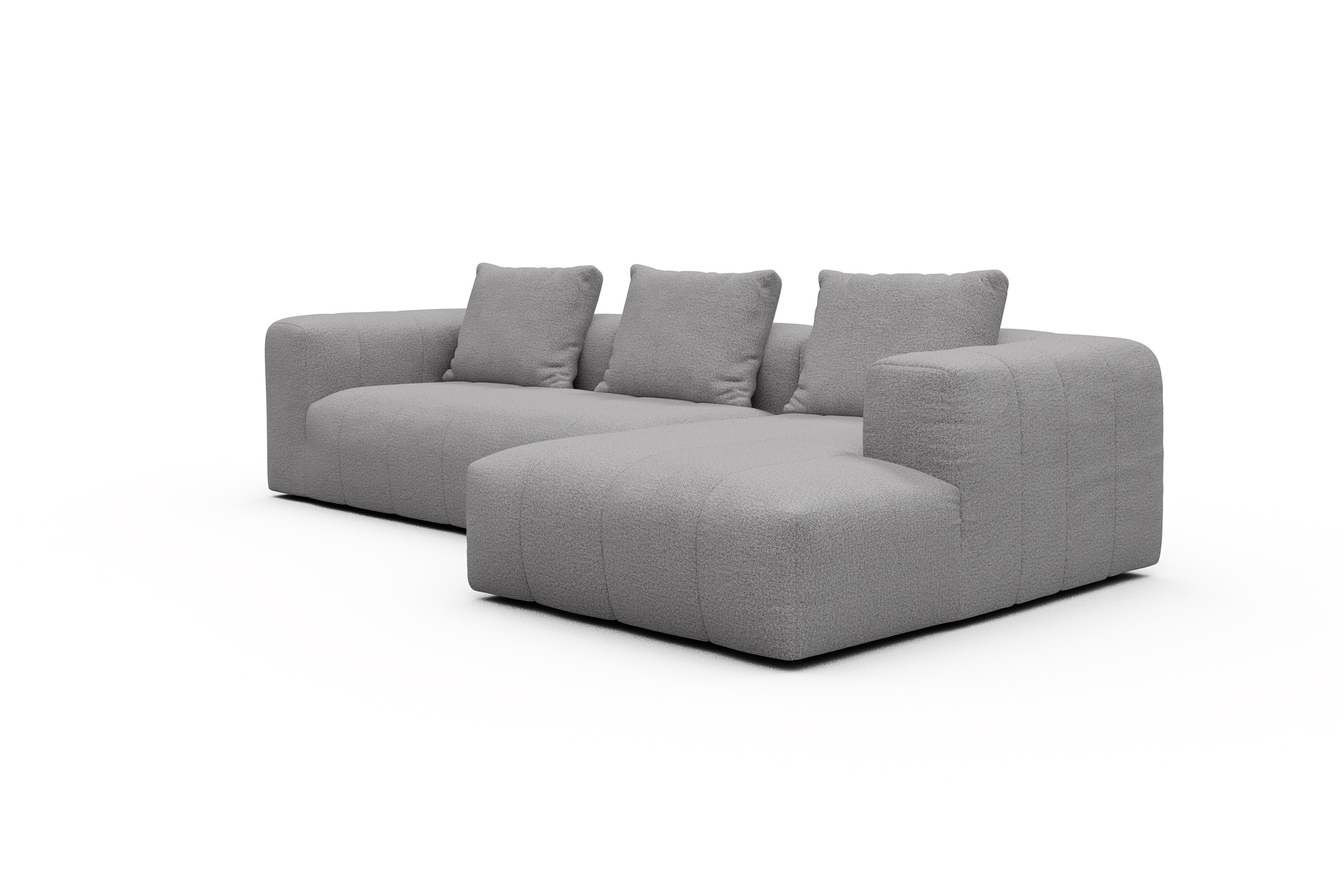 Ecksofa Hugo 2,5-Sitzer Armlehne links mit Chaiselongue Sama-Grey