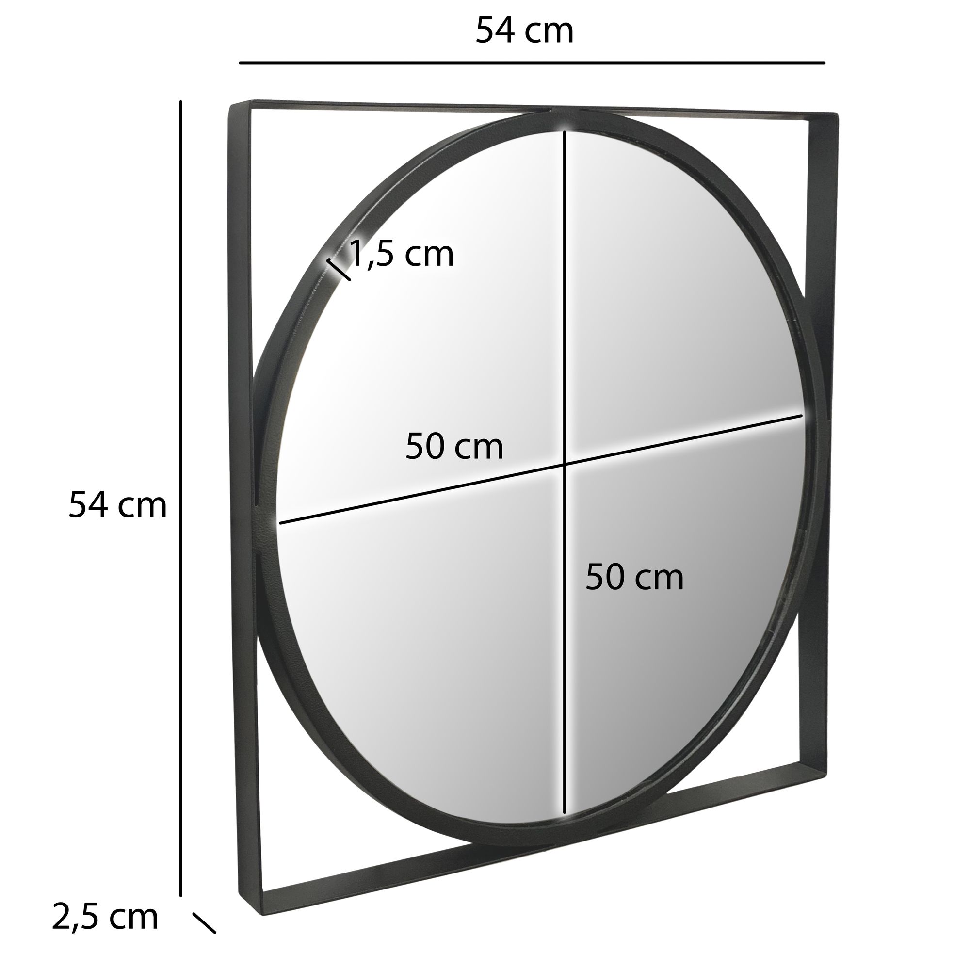 Wandspiegel Hedalen Schwarz 54 × 2,5 × 54 cm