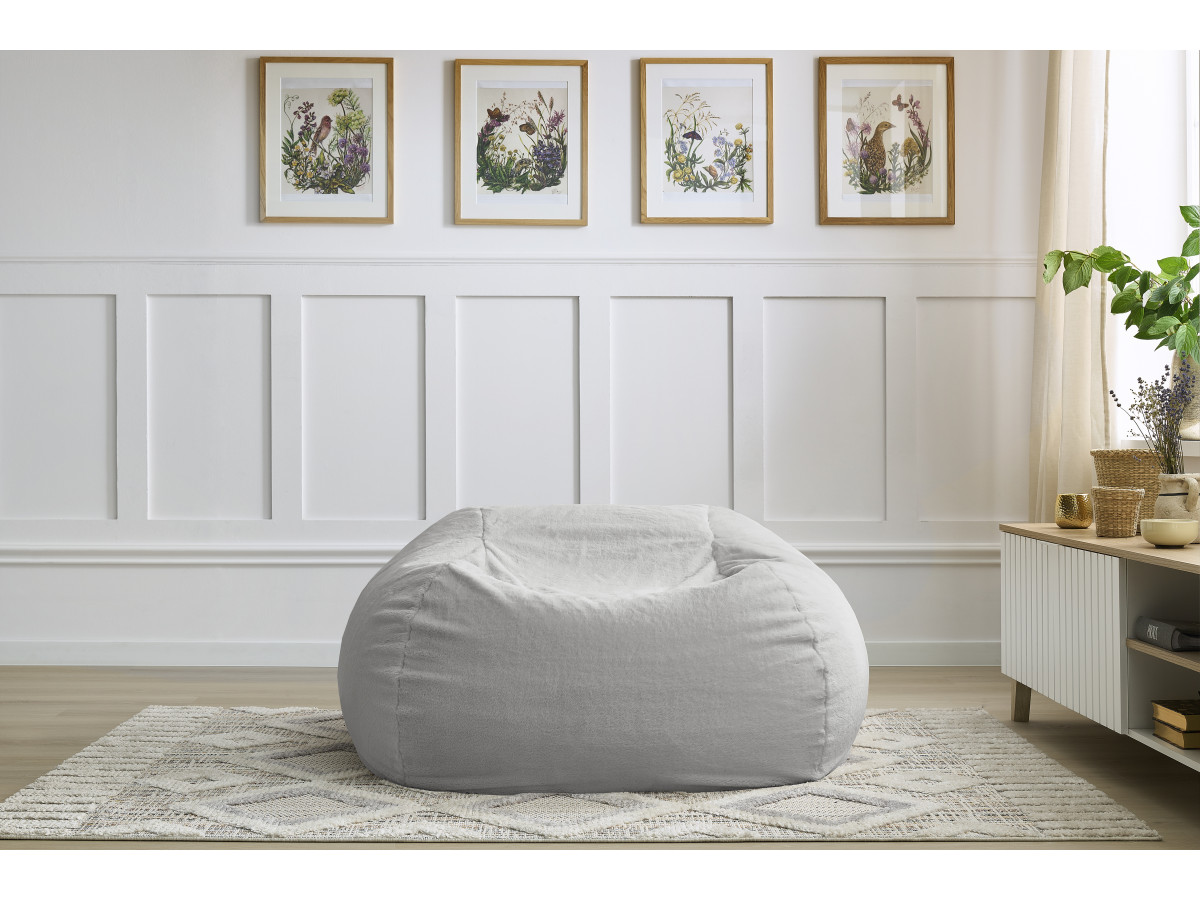 Bobochic Meribel Pouf Kunstfell Hellgrau