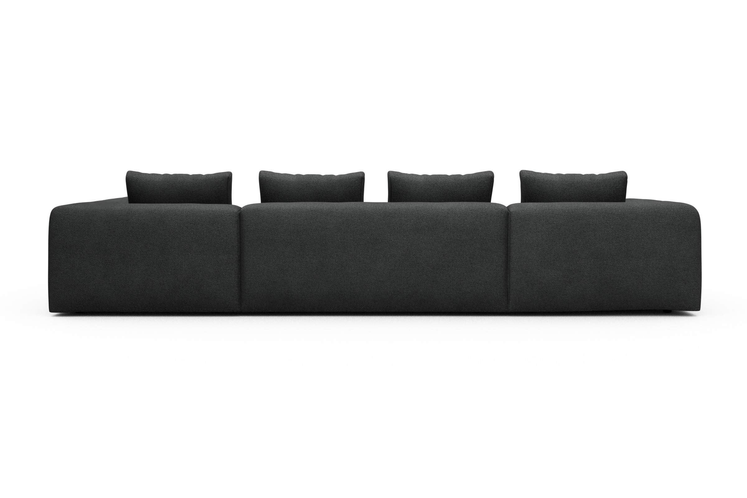 Wohnlandschaft Fred Relax-Ecke rechts mit 2-Sitzer und Chaiselongue links Boucle-Charcoal