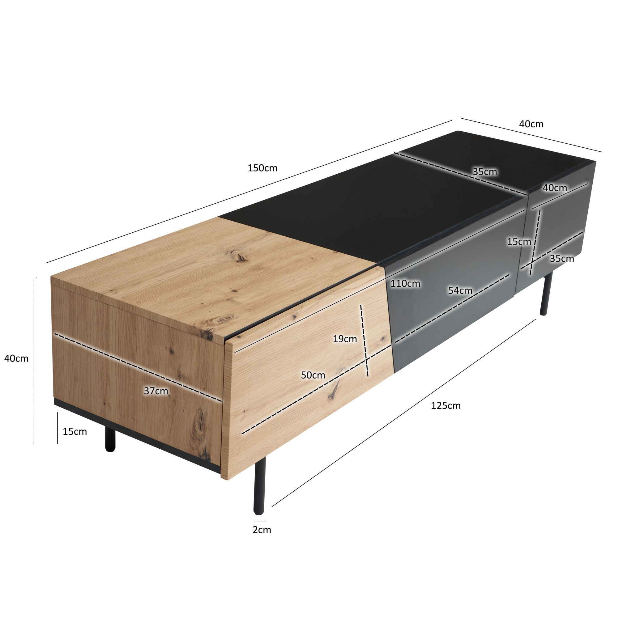 TV-Board Anholt Braun 150 × 40 × 40 cm