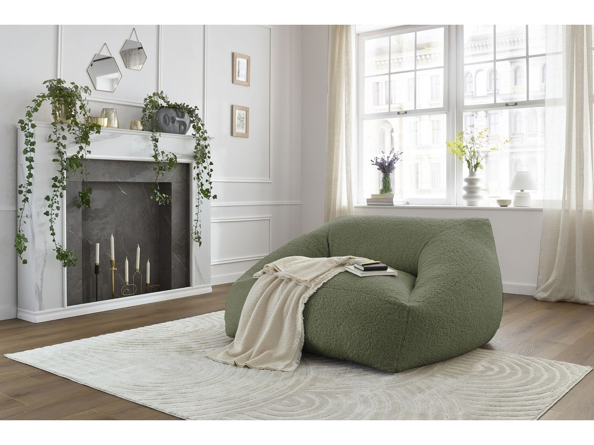 Bobochic Lilibet Pouf Bouclé-Stoff Grün