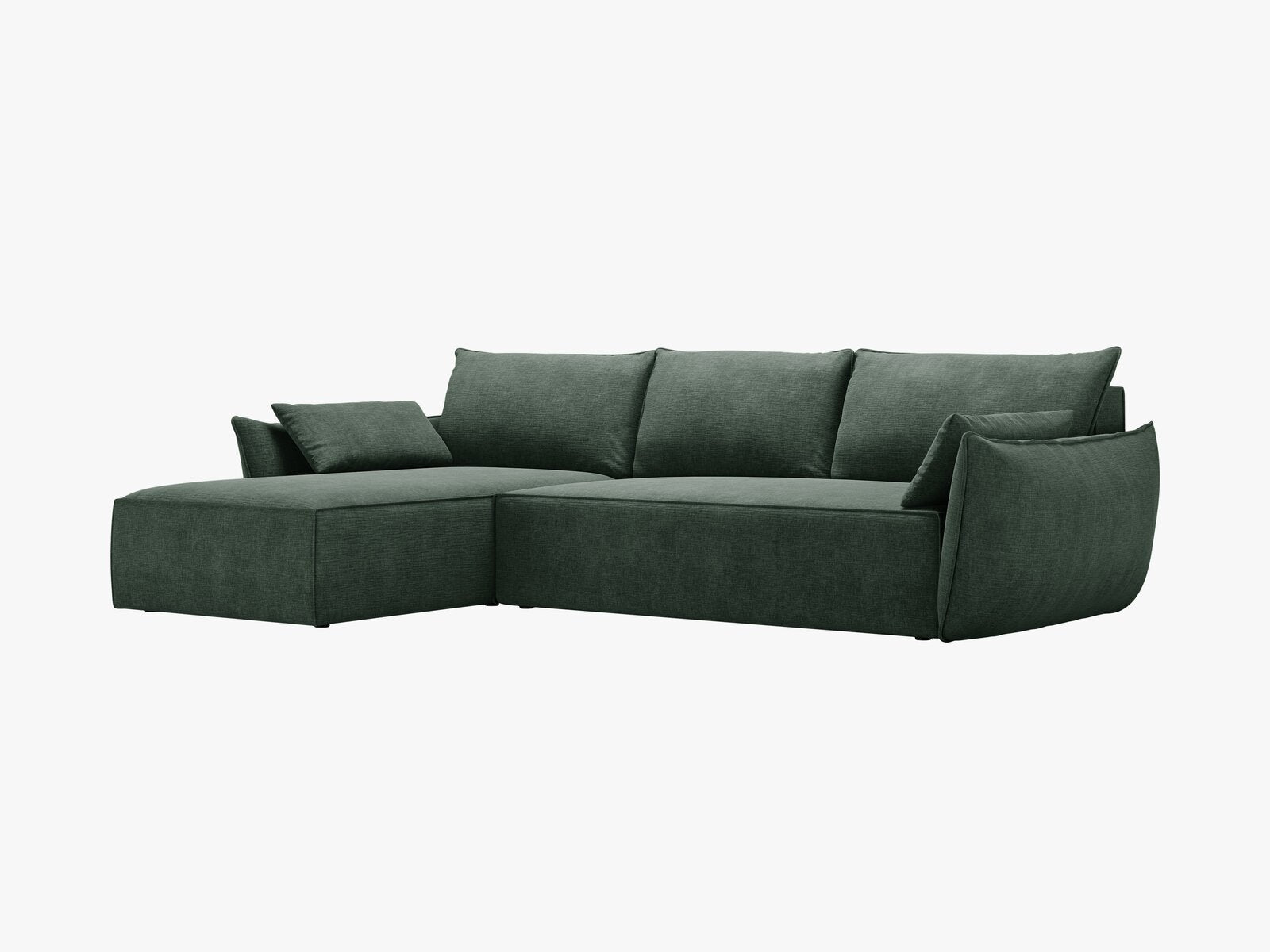 Micadoni Kaelle Ecksofa 4-Sitzer mit Schlaffunktion Rechts Chenille Over The Horizon Flaschengrün