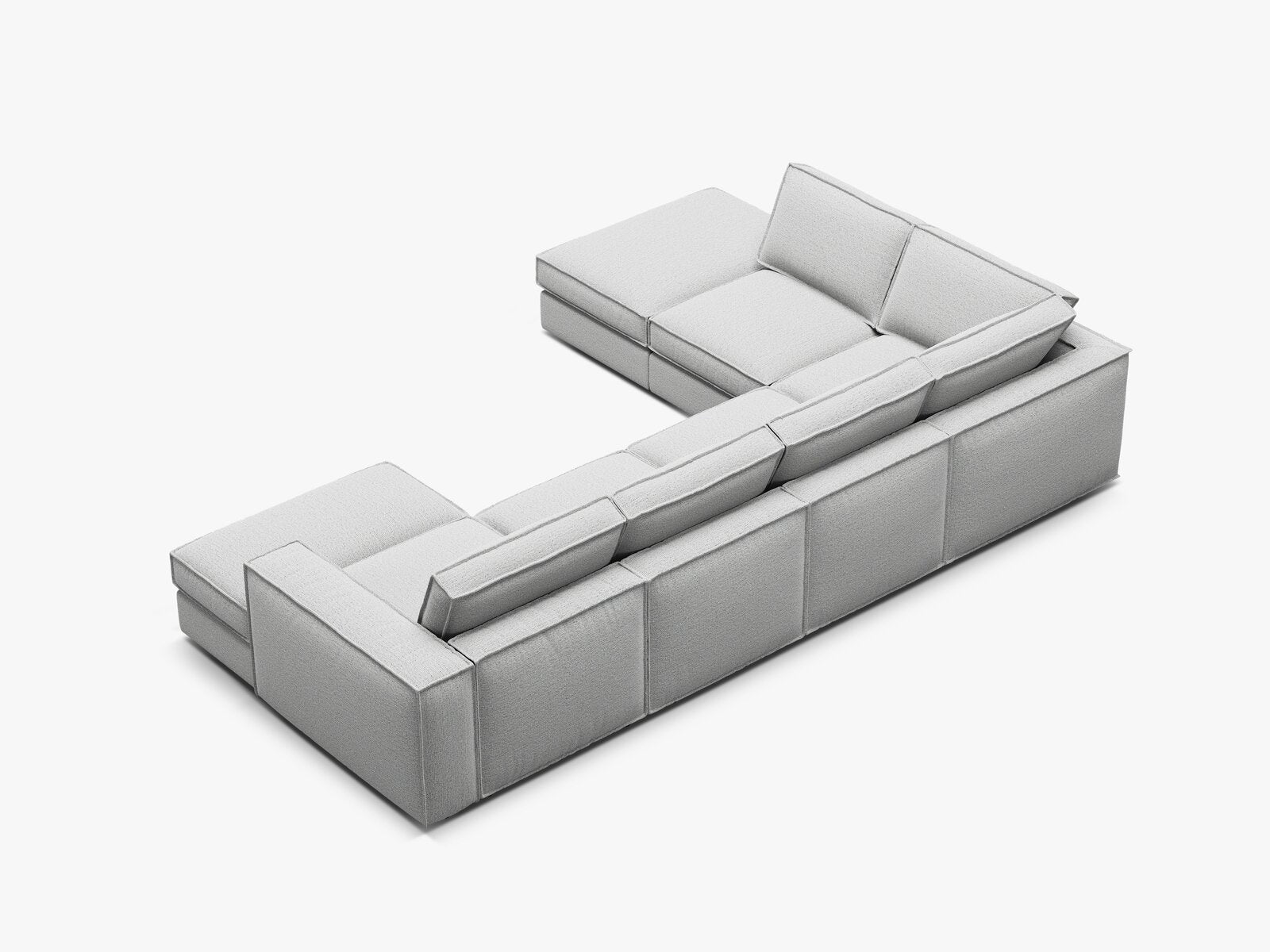 Micadoni modulares Panorama Ecksofa Pola 5-Sitzer Links Strukturierter Stoff Babel Hellgrau